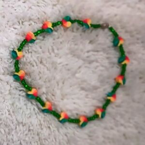 🍧🌈 Hand Crafted Beaded Red And Black Crystal Choker Necklace 17.25" 🦋🎂